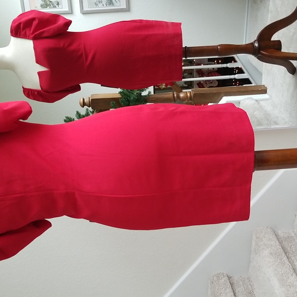 Red Mini Dress with Puff Sleeves & V Wire Neckline - NWT - Picture 16 of 16